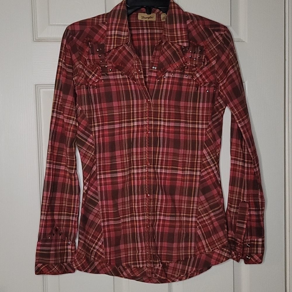 Plaid Wrangler Womens Button Up Long Sleeve Size XS